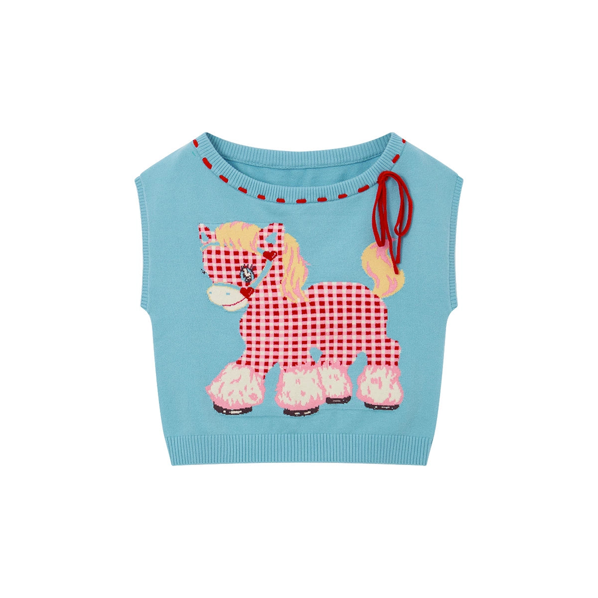 Plaid Pony Knitted Vest