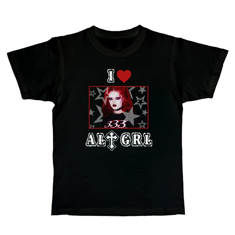 Versatile Gothic Slim Shoulder T-Shirt