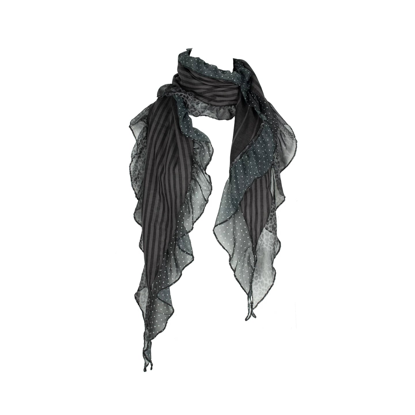 Gestreifter Leoparden-Schal mit Rüschen