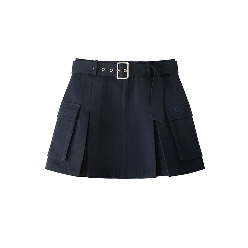 Navy Blue Vintage A-line Skirt