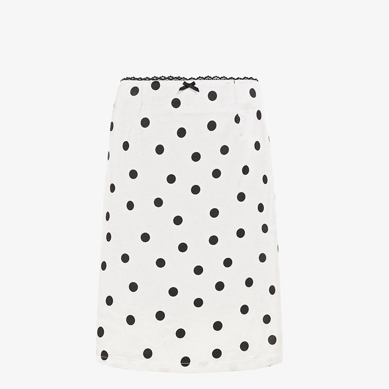 High-Support Satin Polka Dot Midi Skirt