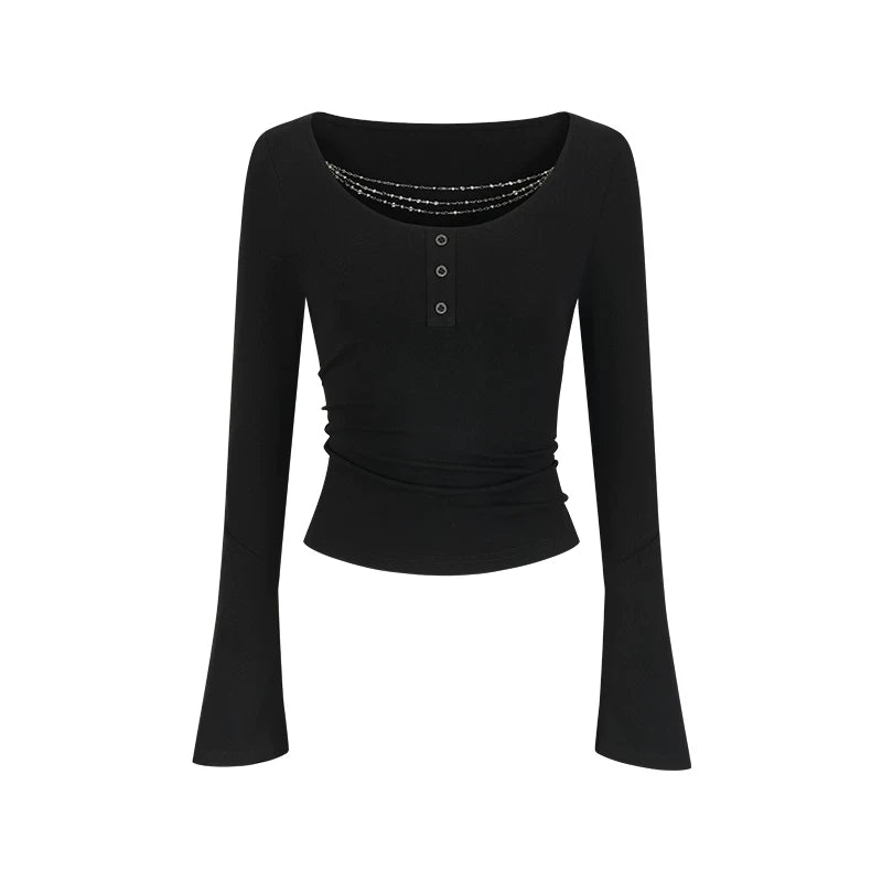 Silberne Ketten-Halskrause Bluse