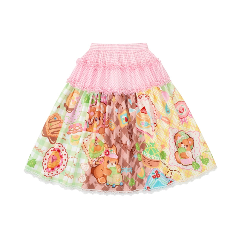 Melon Patchwork Long Skirt