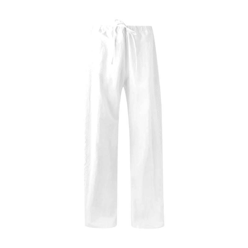 White Elasticated Waist Wide-Leg Trousers
