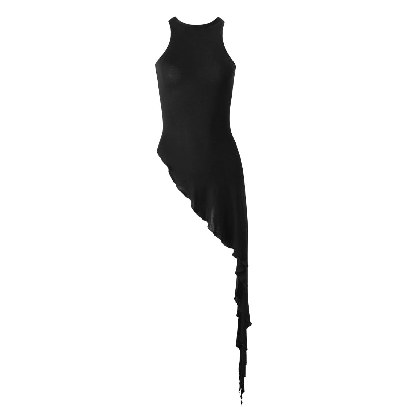 Black Ruffle Streamer Vest