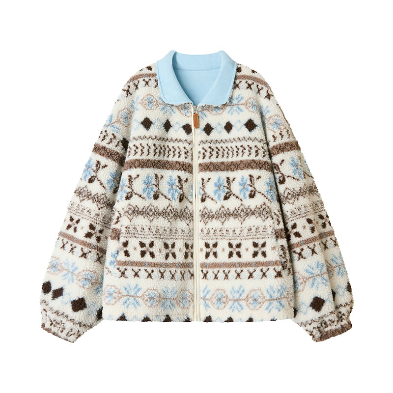 Blue-Brown Fair Isle Cardigan Coat