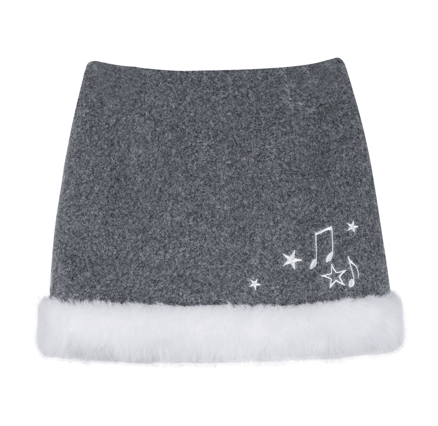 Gray Musical Note Wool Skirt