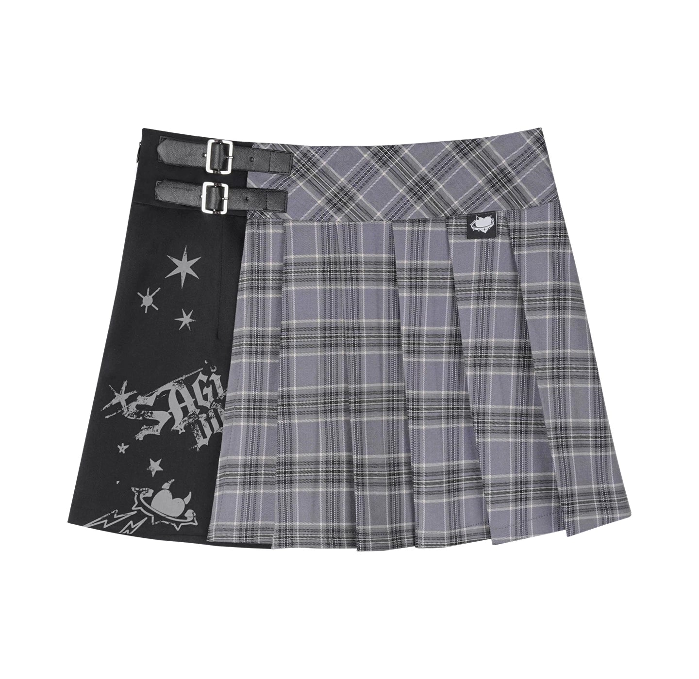 Plaid Graffiti Pleated Skirt Set-Up