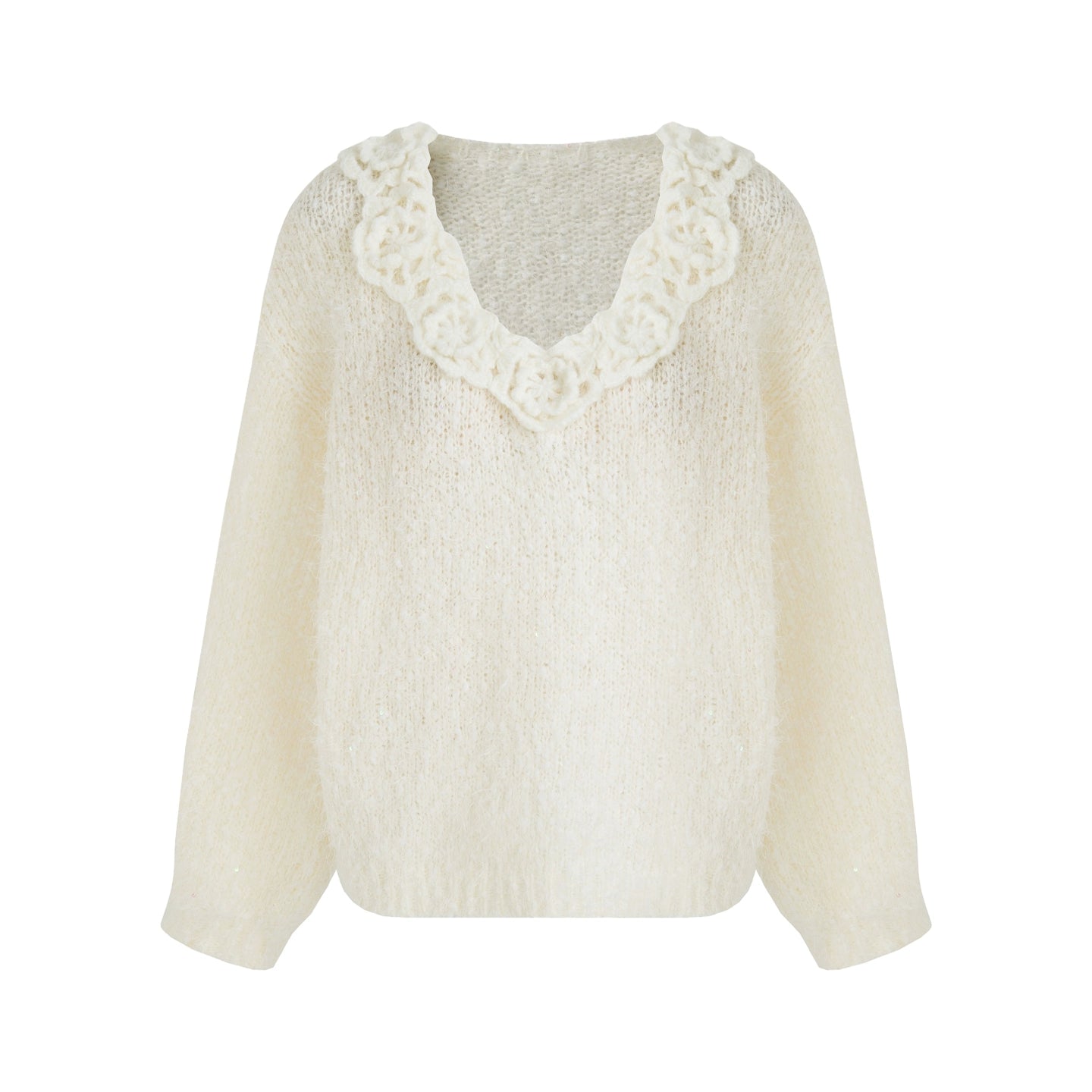 Stereo Lace Knit Lantern Top