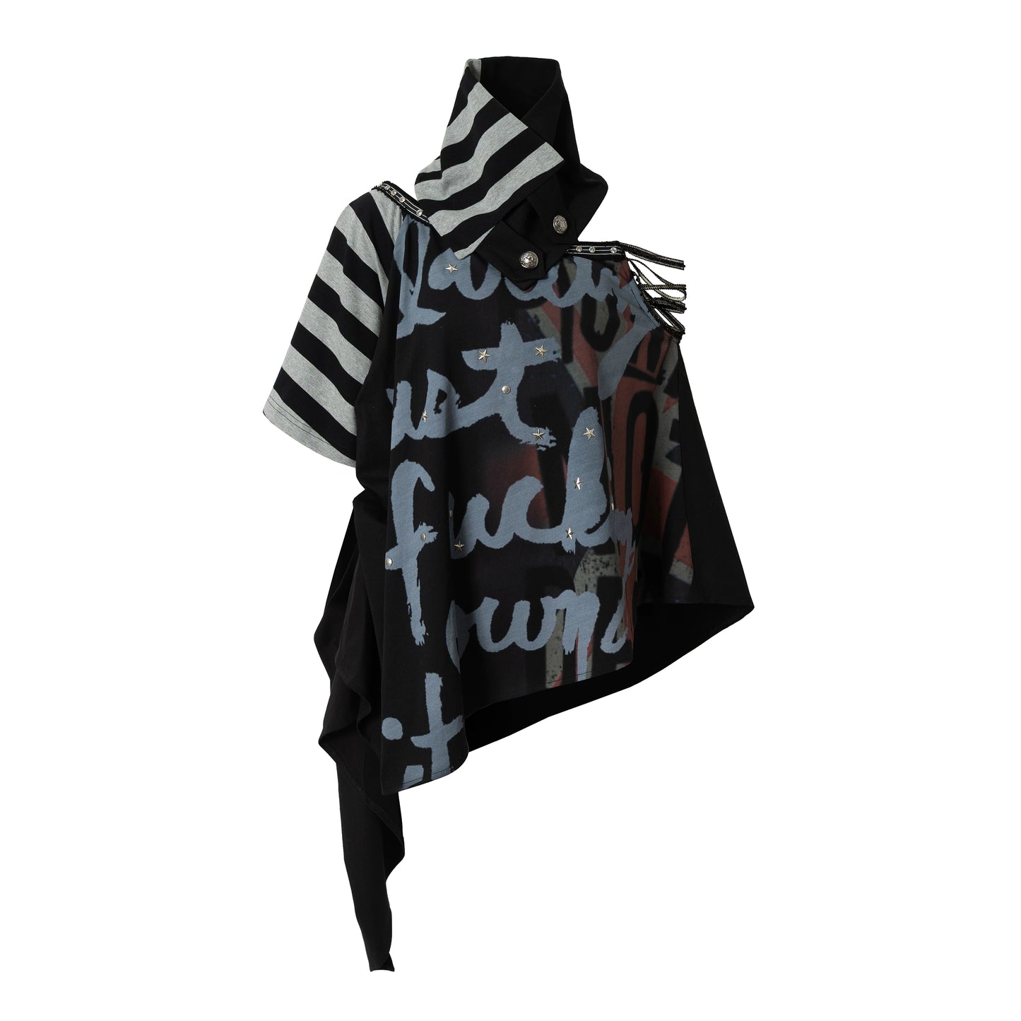 Asymmetrische Schleifen-Cape-Bluse