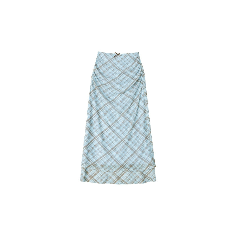 Vintage Checked Camisole Maxi Skirt Set-Up