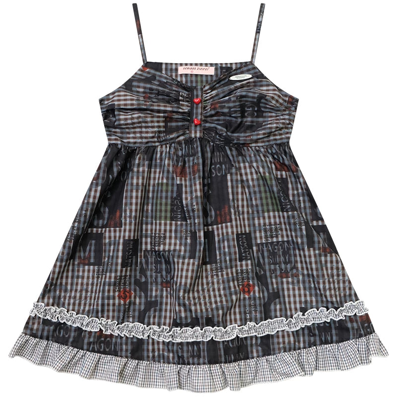 Retro Plaid Lace Dress