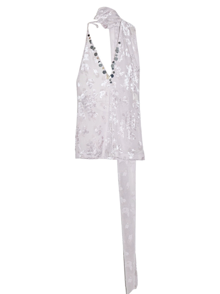 Velvet Jacquard Scarf Vest