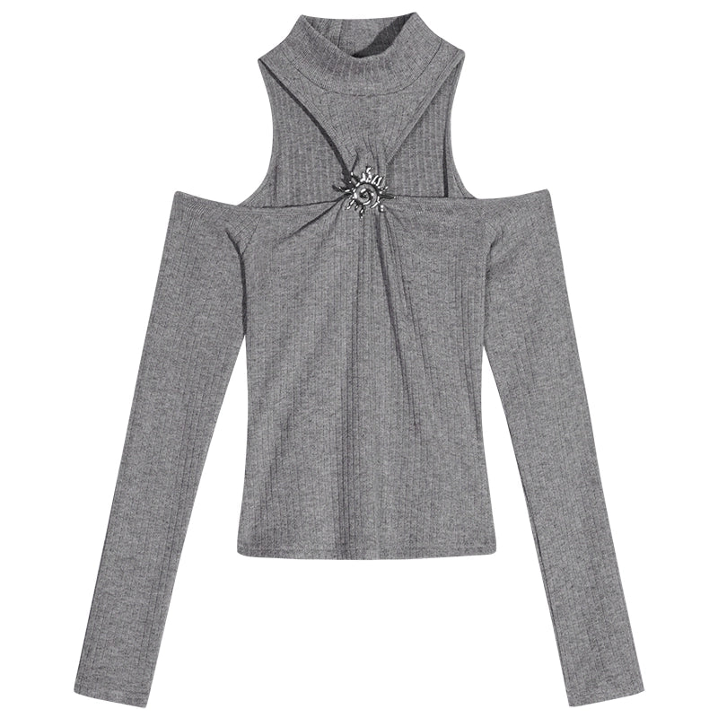 Black Off-Shoulder Halter Top