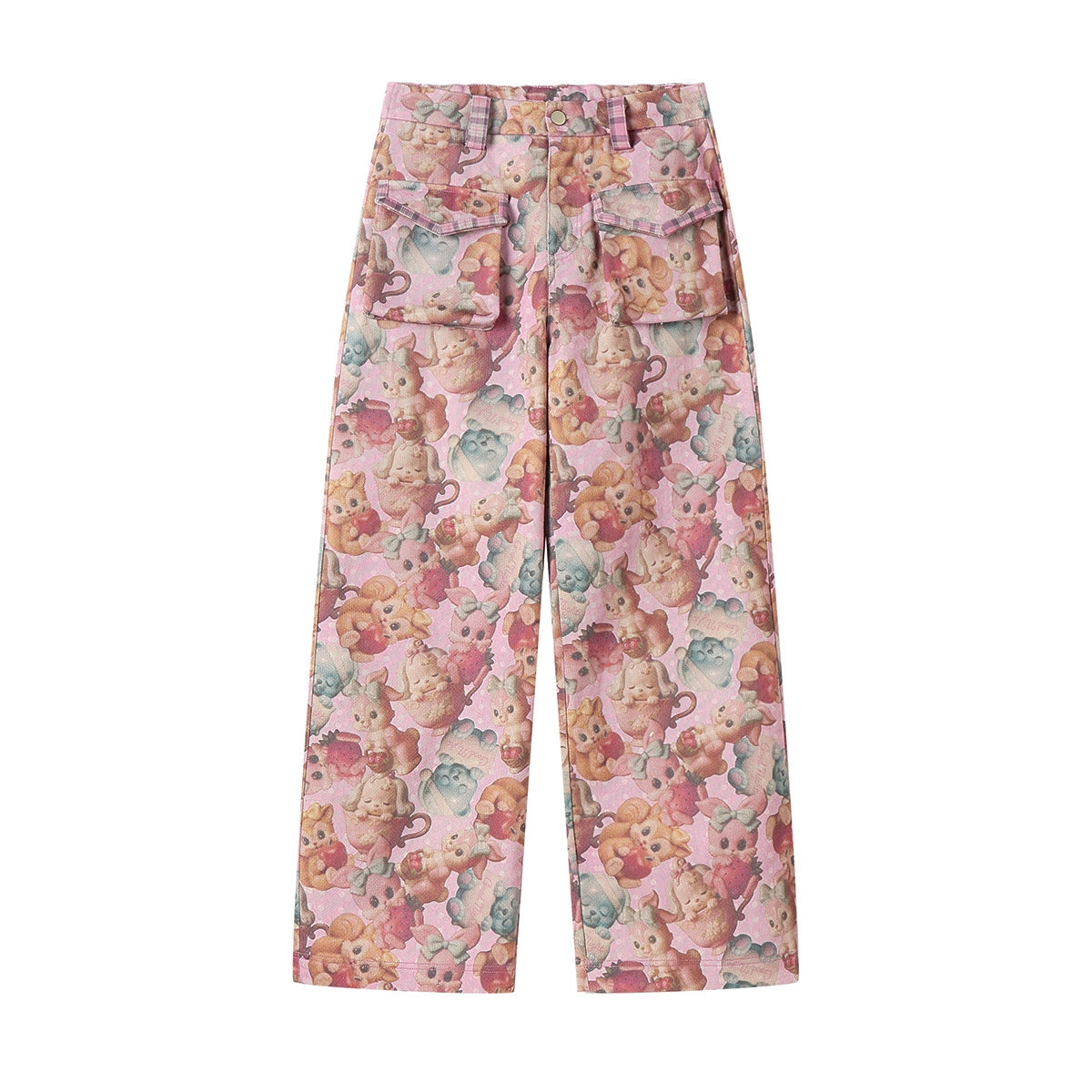 Pink Retro Animal Print Pants