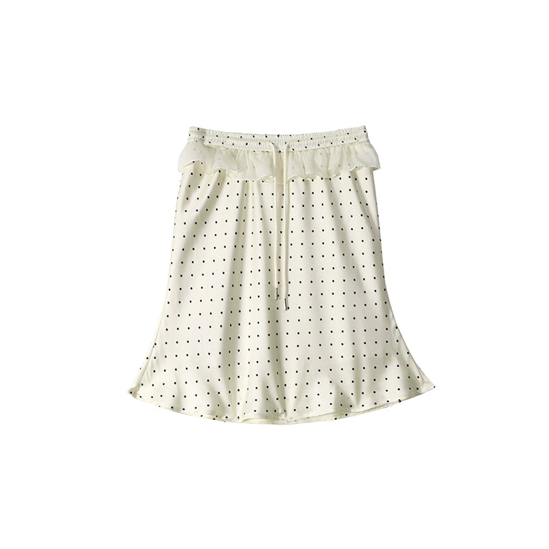 Original Polka Dot Satin A-Line Skirt