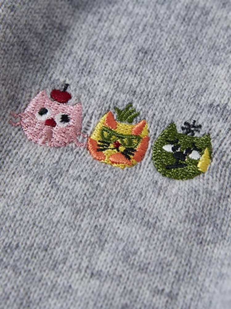 Rundhals gestrickte Strickjacke