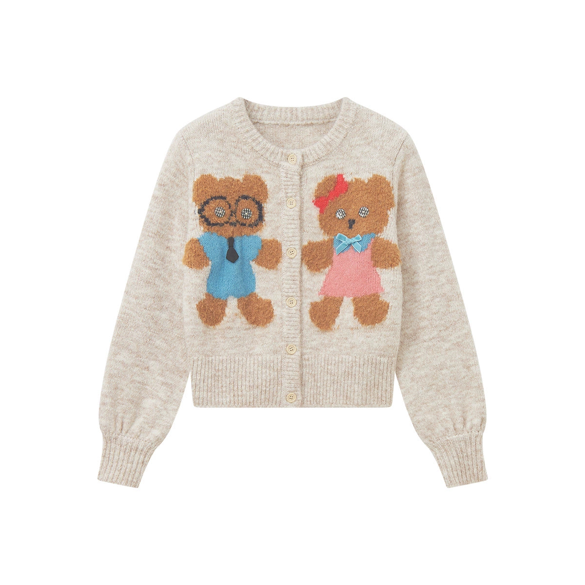 Peach Heart Plush Knit Cardigan