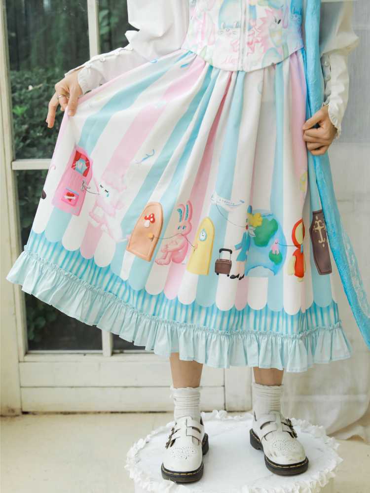 Hand-drawn printed skirt