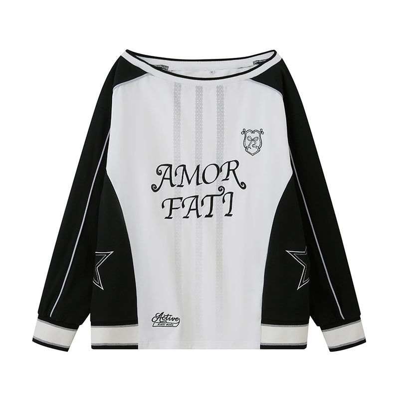 Lace One-Shoulder Sport Sweater