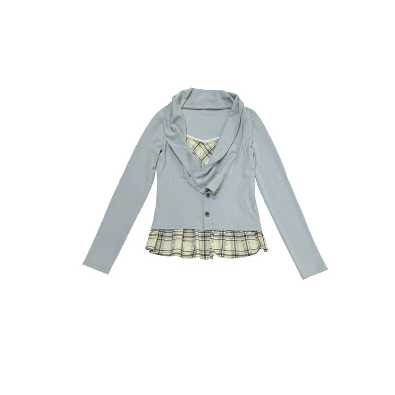 Misty Blue Plaid Top