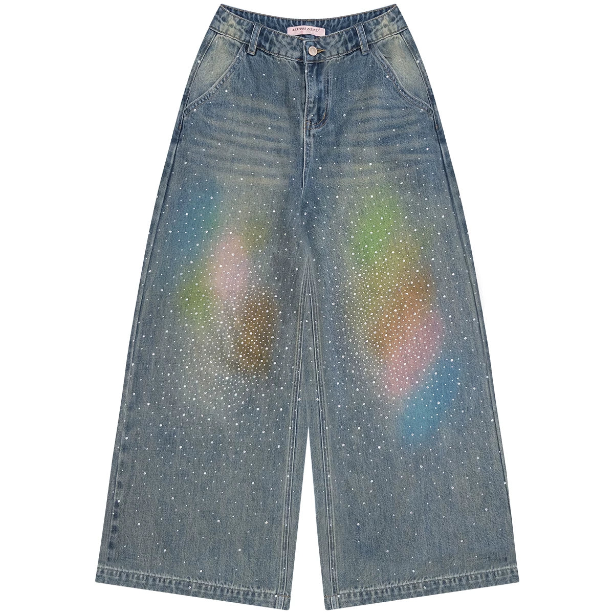 Verlaufende Regenbogen-Denimhose
