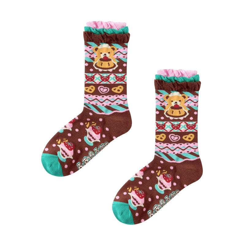 Lace Stripe Mid-leg Socks