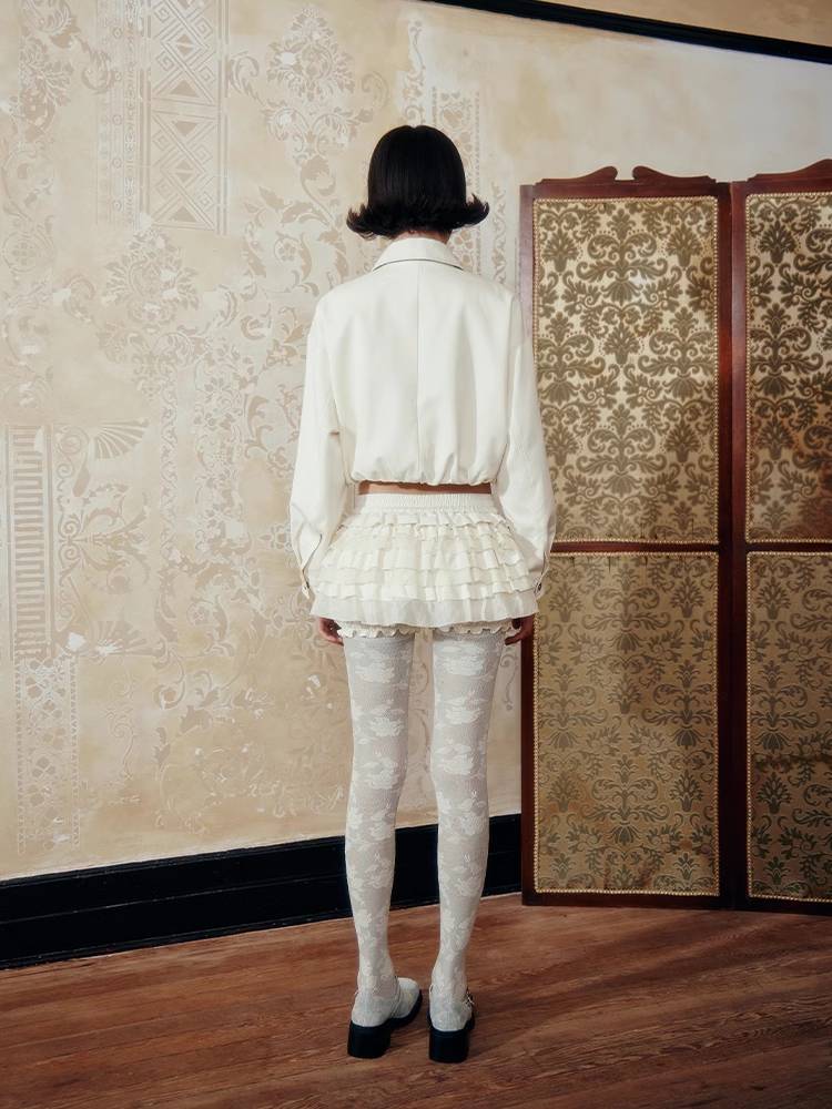 Reißverschluss Langarmjacke + Rüschenculottes