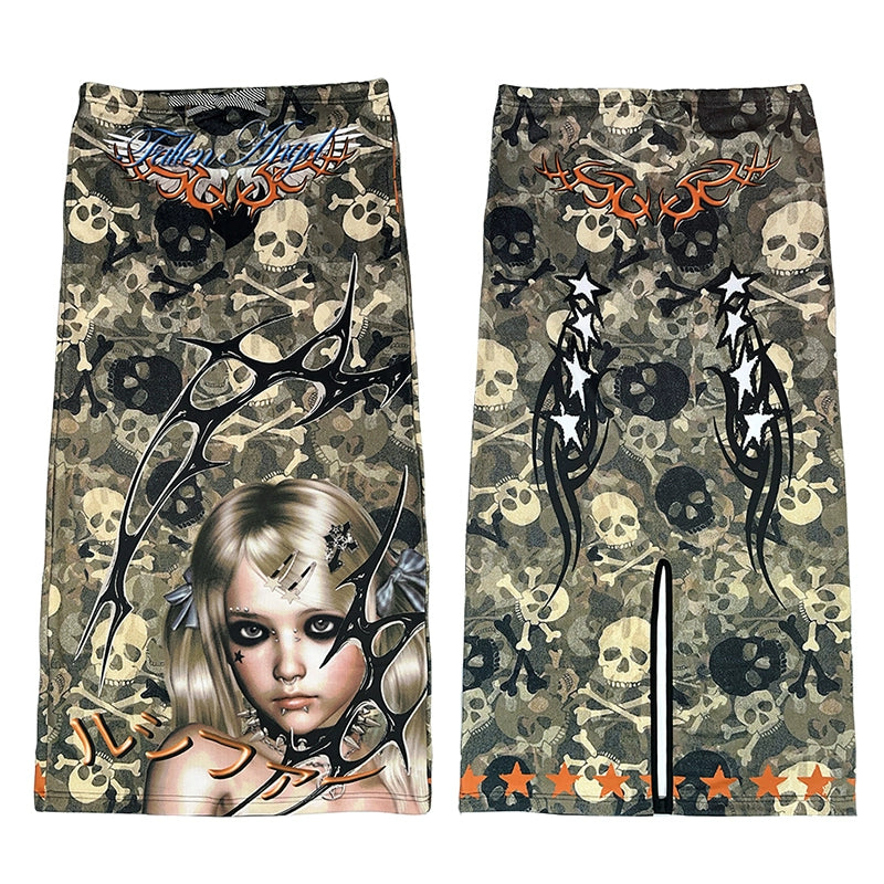 Camouflage Print Sweatshirt Skirt