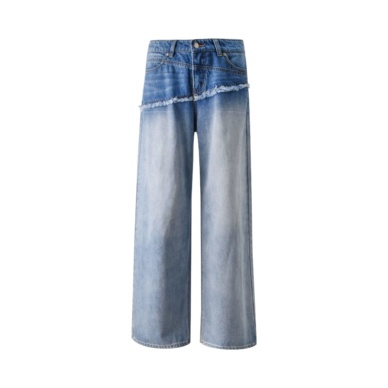 Washed Blue Gradient Wide-Leg Pants
