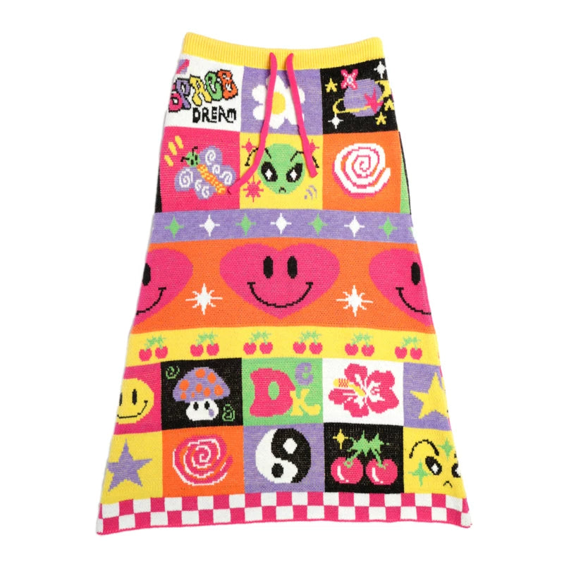 Retro Rainbow Knit Skirt