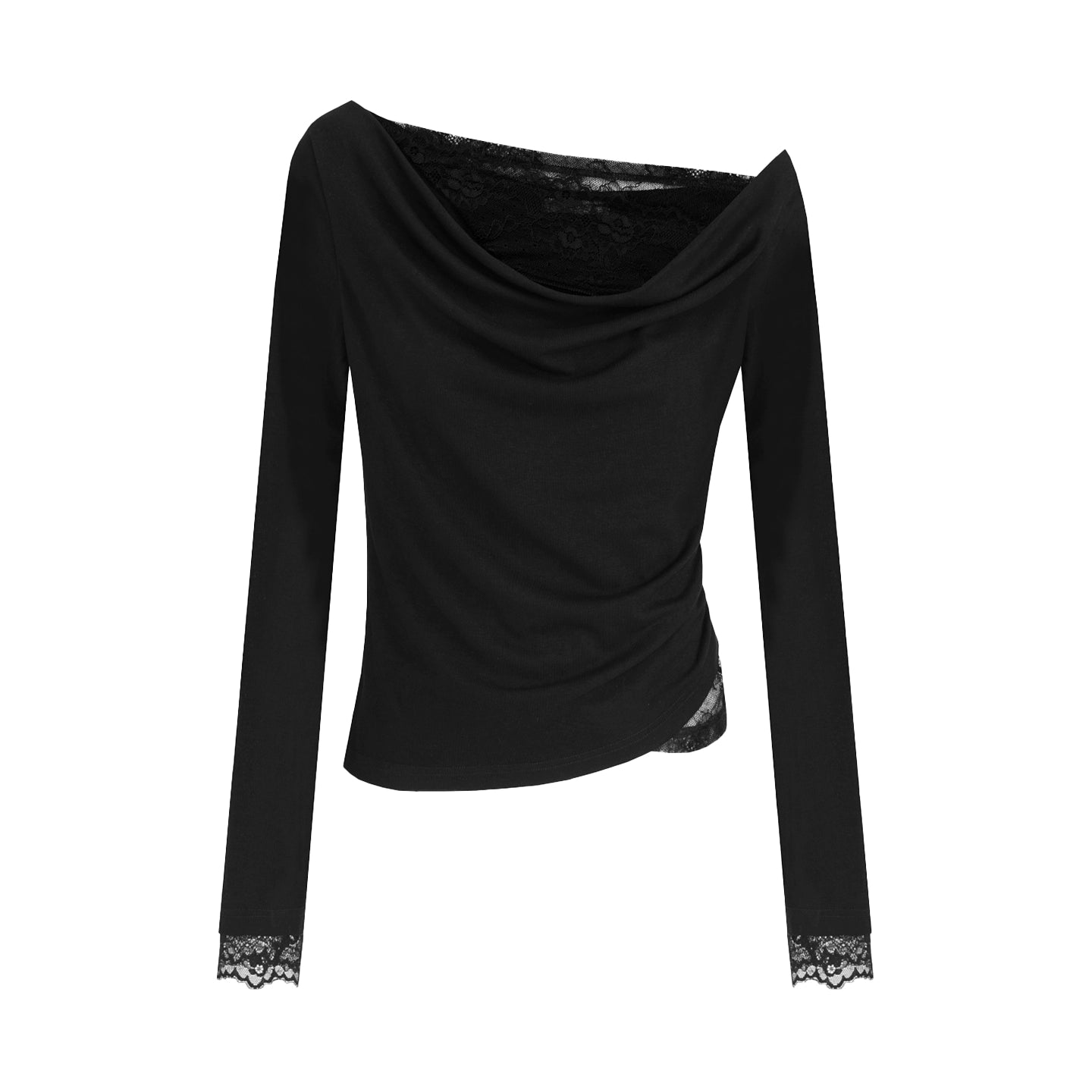 Lace One-Shoulder Knit Top