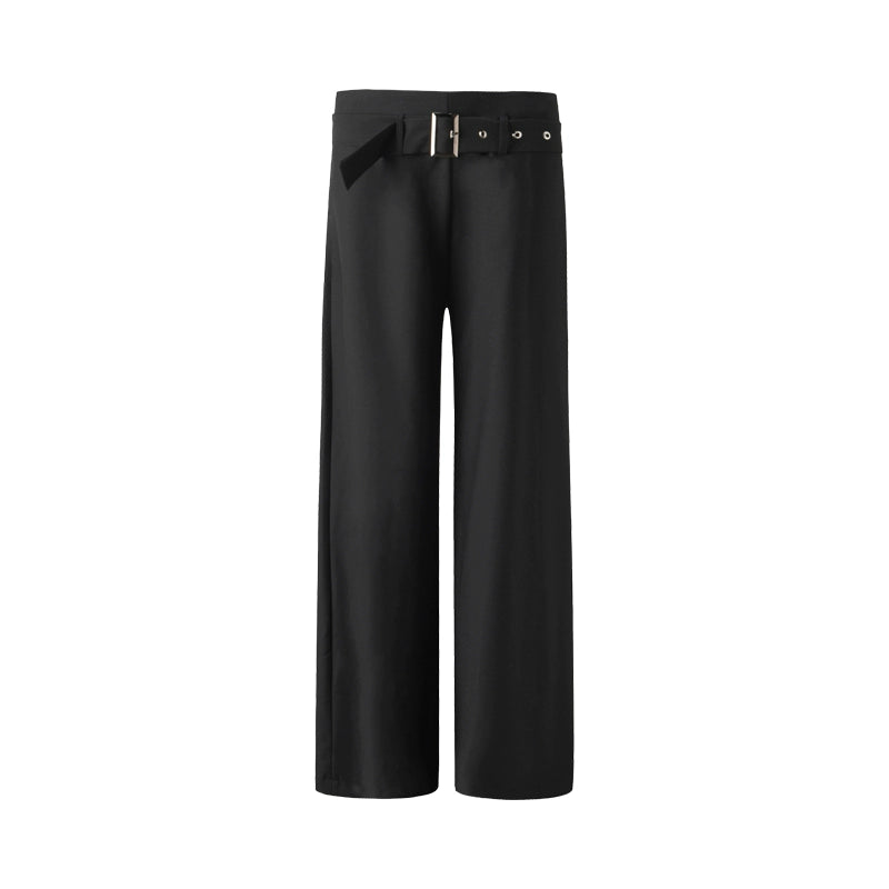 Detachable Belt Wide-Leg Pants