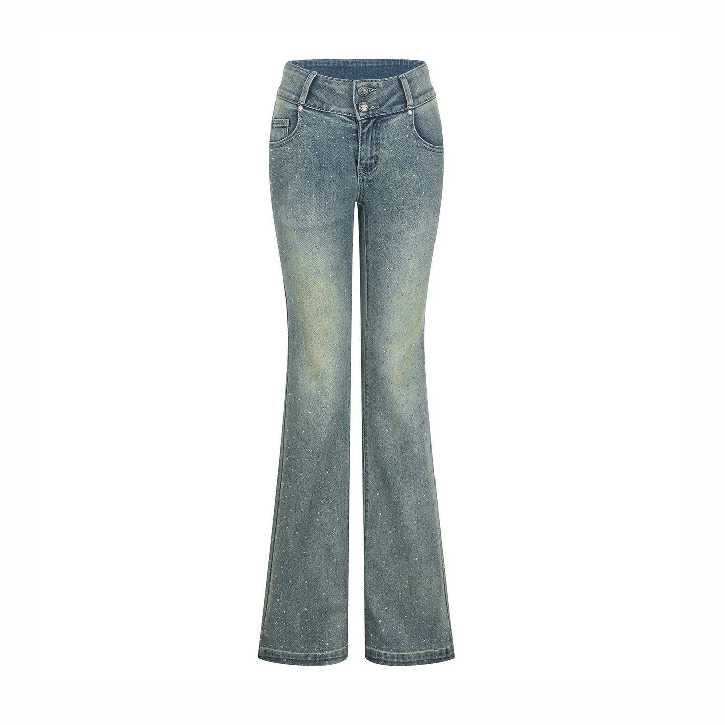 Rhinestone Flared Denim Pants