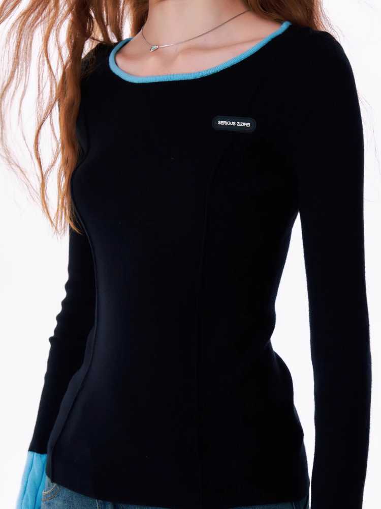 라운드 넥 니트 셔츠