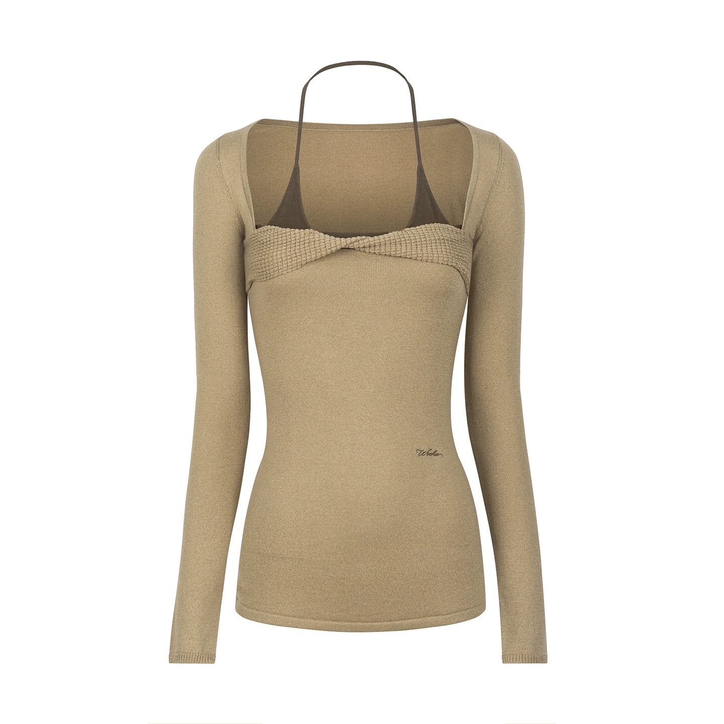 Color-Block Halter Knit Sweater