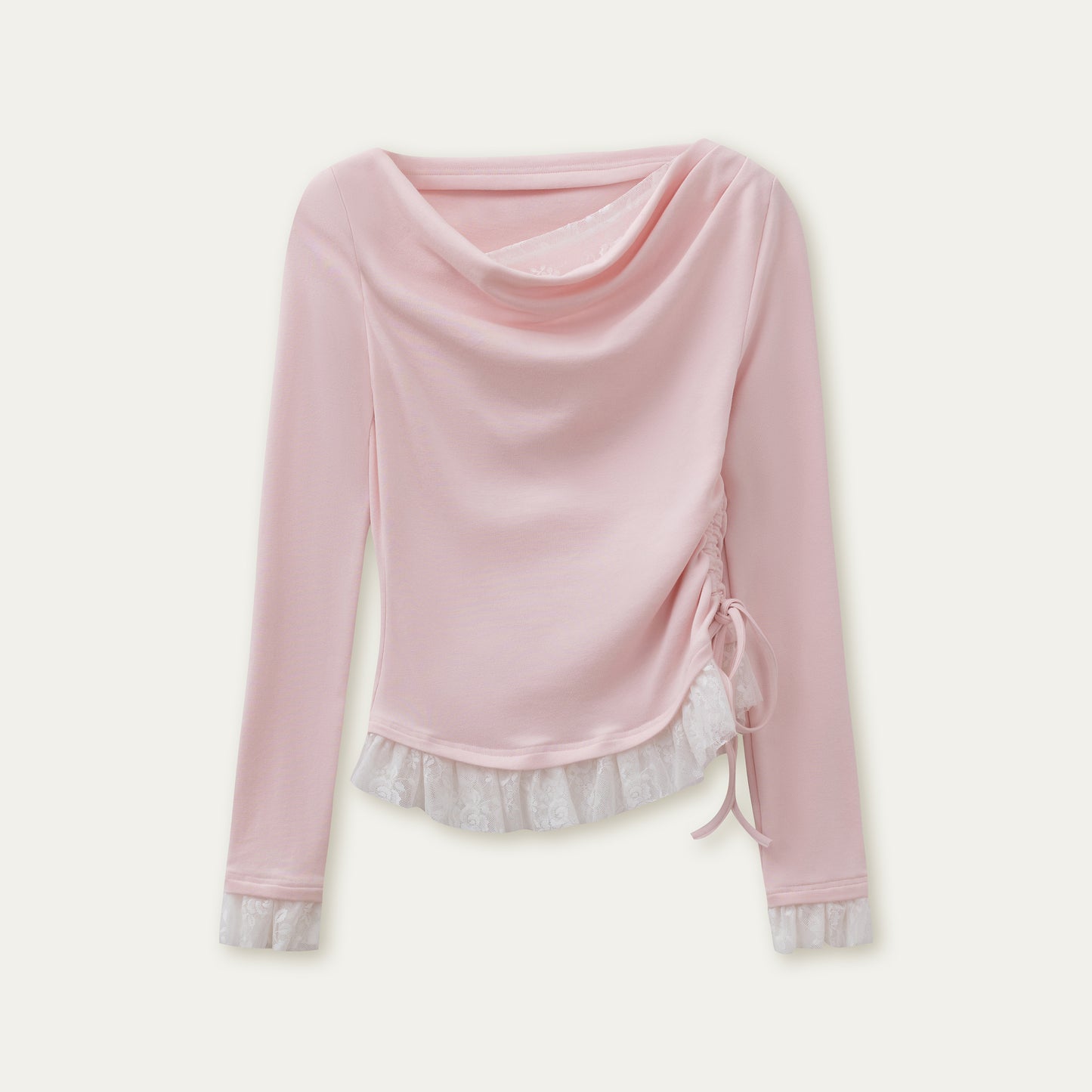 Slanted Shoulder Lace Layered T-Shirt