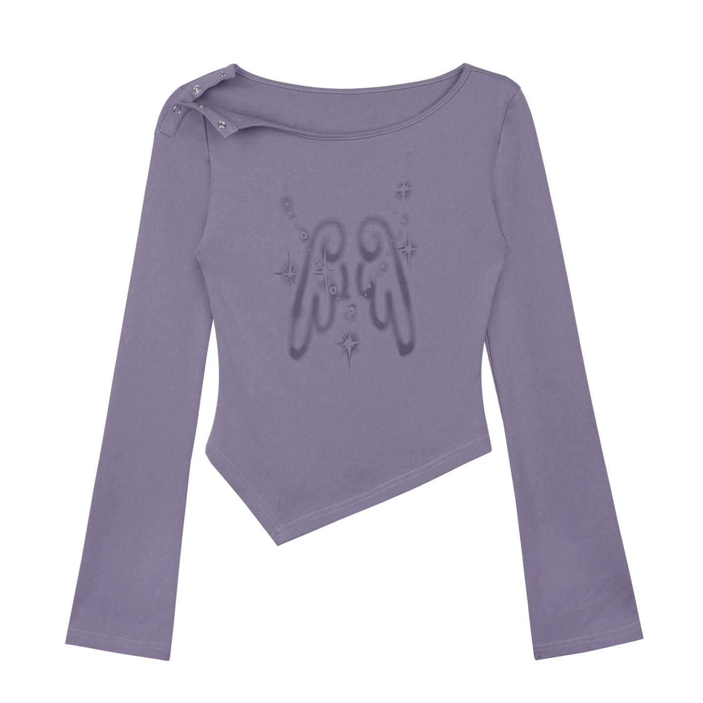 Fading Wing Print Off-the-Shoulder T-Shirt