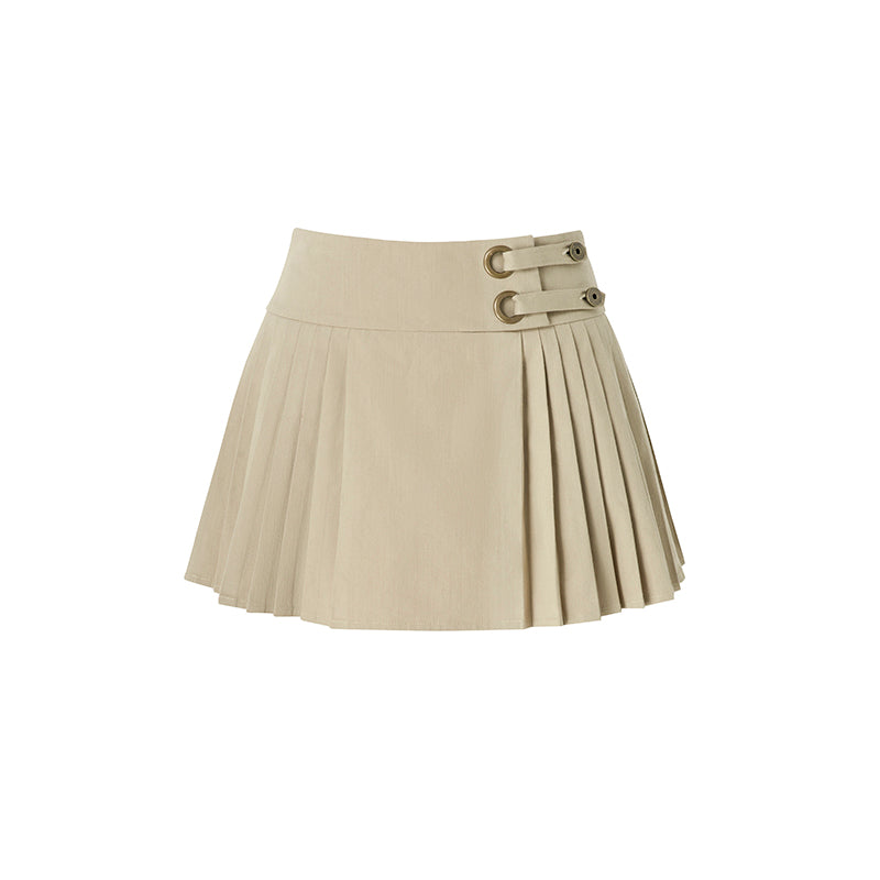 Vintage Pleated Khaki Skirt