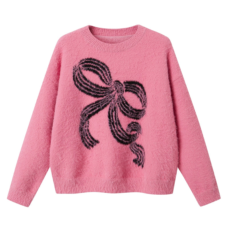 Striped Bow Knit Sweater