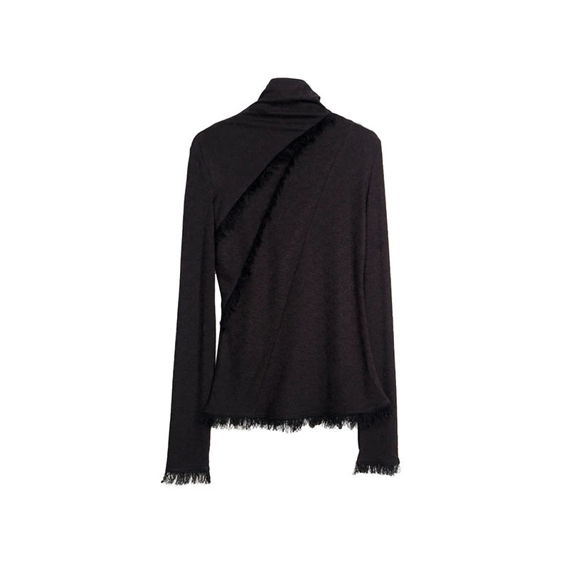 White Wool Turtleneck Knit Top