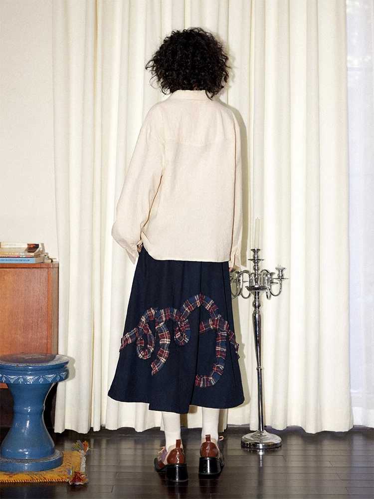 Lässiges, lockeres Langarmhemd