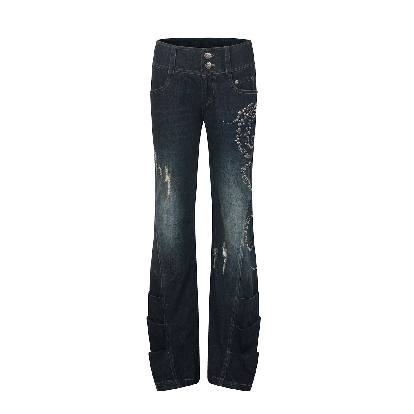 Vintage Straight Bootcut Distressed Jeans