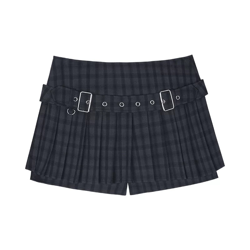 Plaid Pleated Skirt Shorts