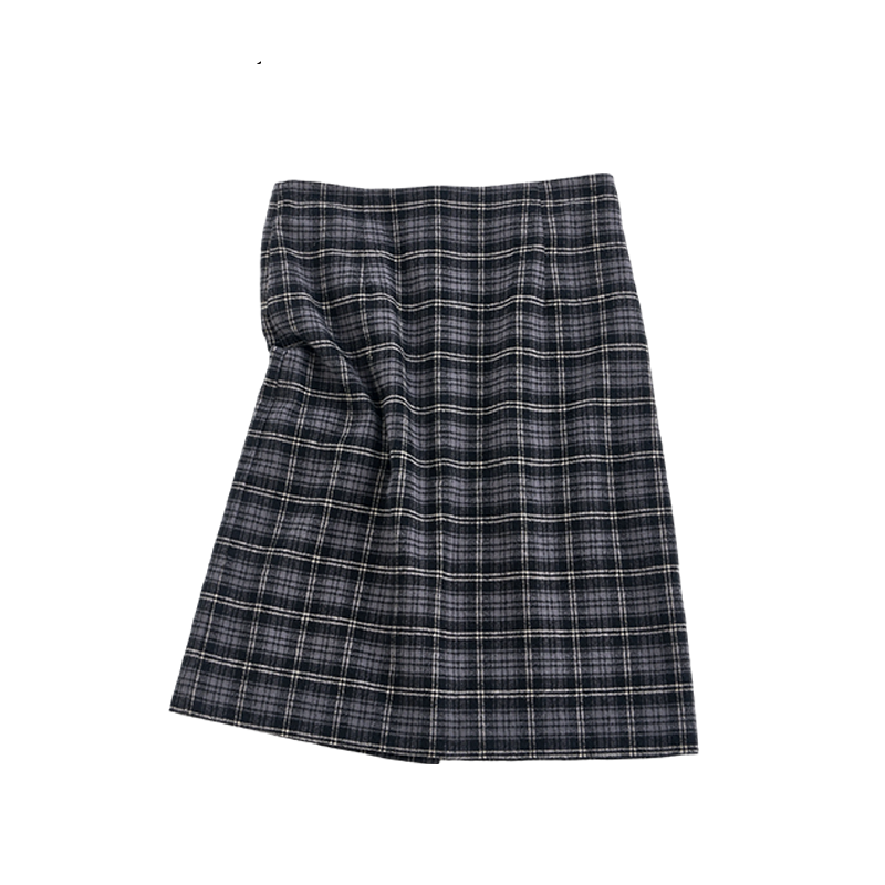 Retro Bias-Cut Plaid Skirt