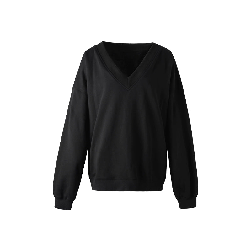 Black V-Neck Winter Top