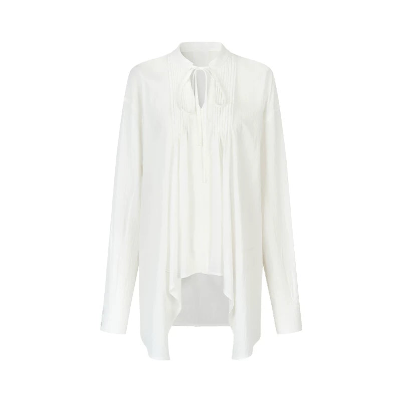 White Fluff Pleated Shirt