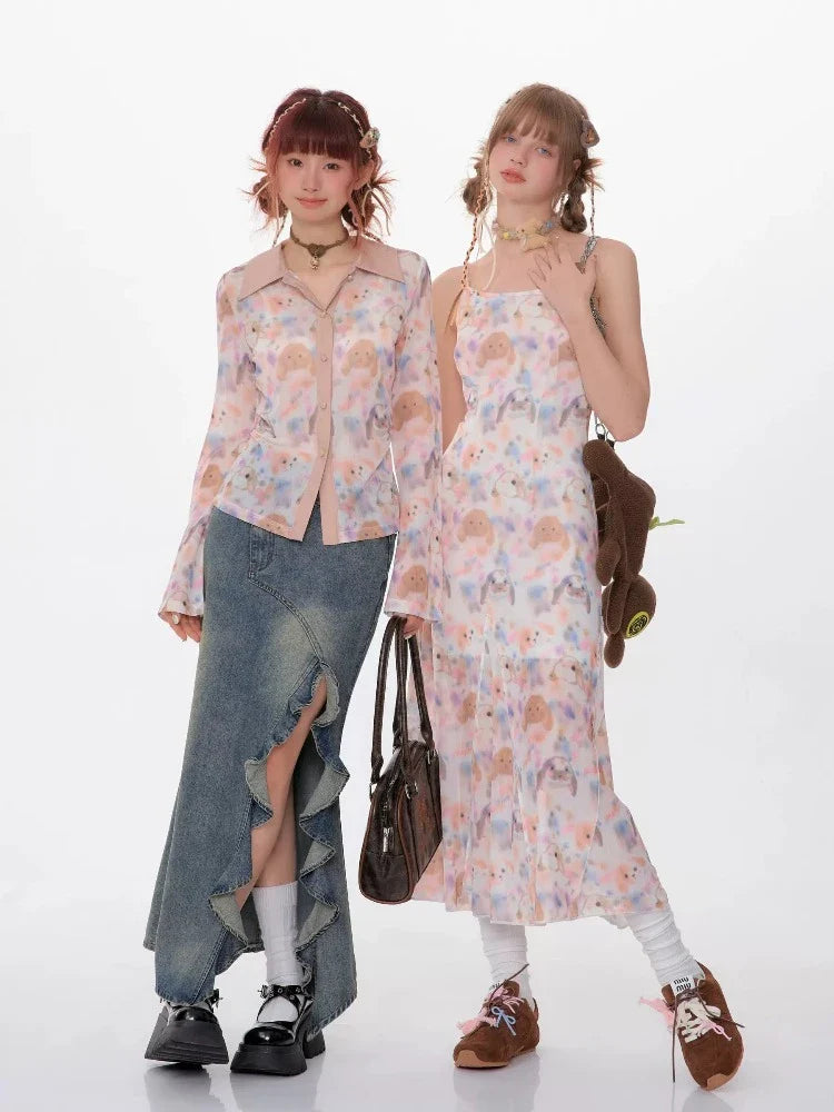 Bedrucktes Langarmhemd