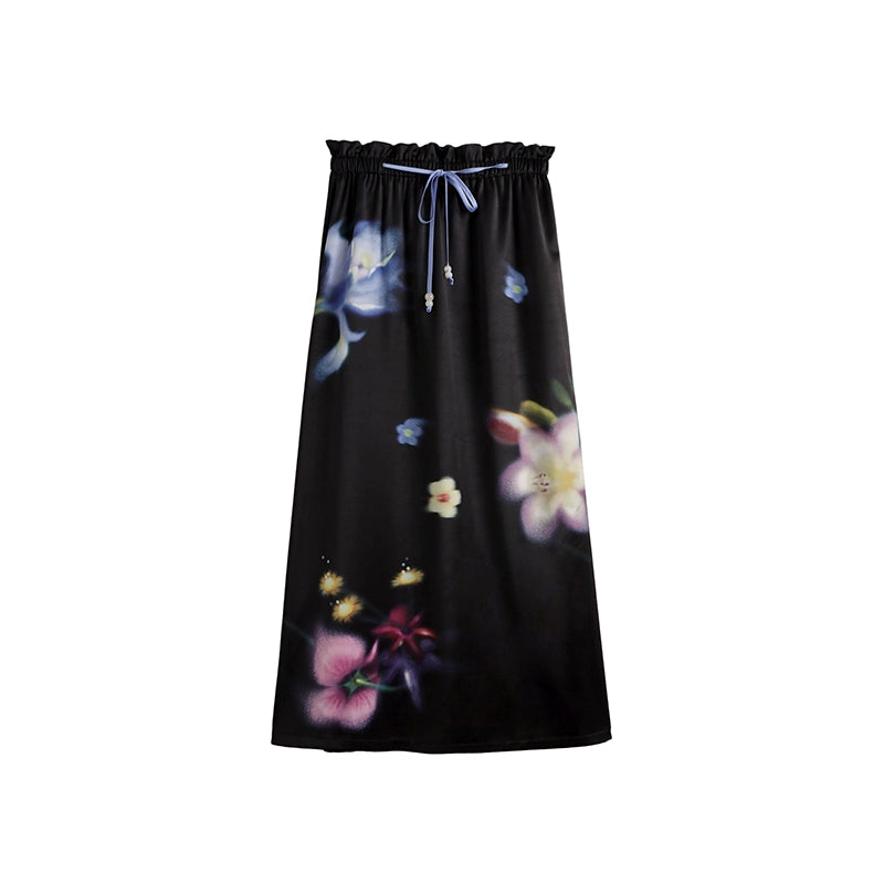 Wild Flower Satin Print Skirt