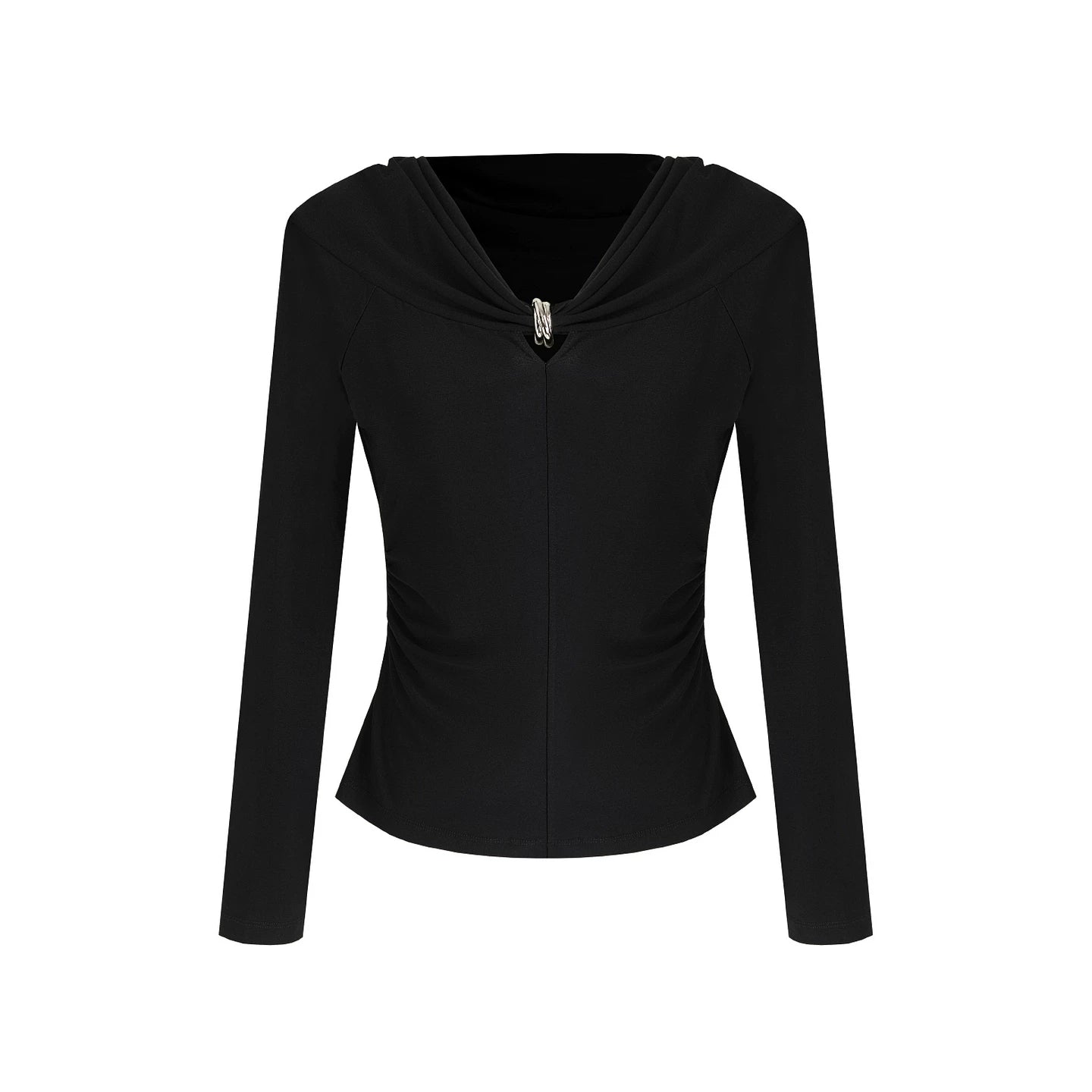 Pullover mit V-Ausschnitt und Metallring